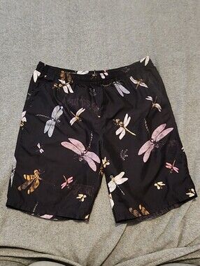 Broken Promises Men’s Swim Trunks Large Dragonfly, Black Shorts Travel Beach